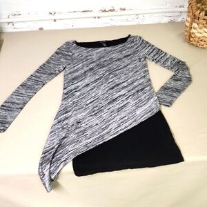 White House Black Market Asymmetrical Black and Gray Dress